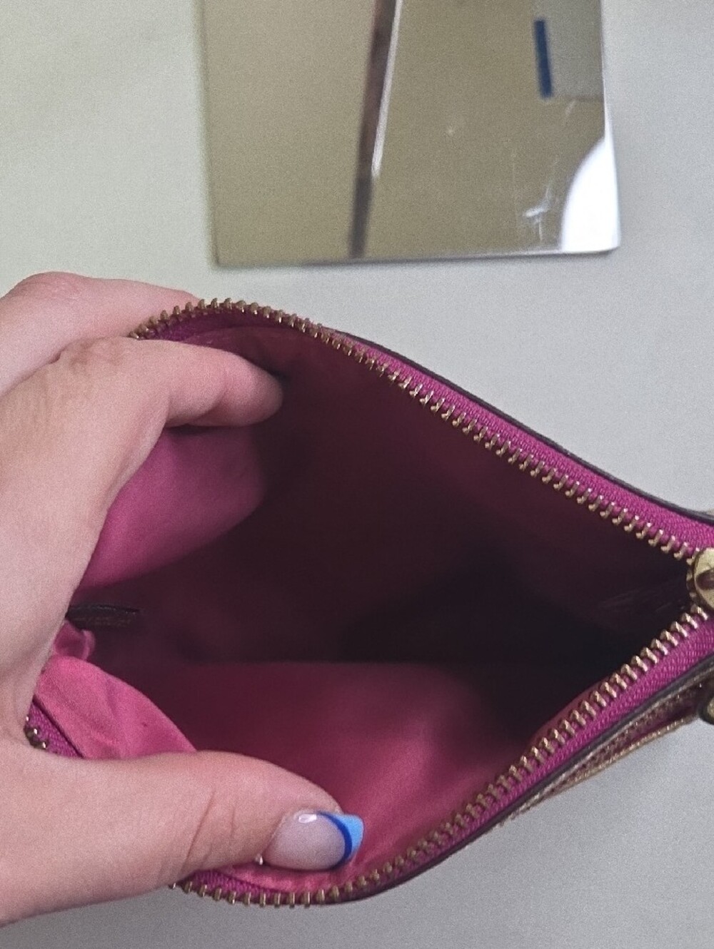 Coach Poppy Multicolor Signature Wristlet with Metallic Gold Trim - Picture 4 of 7